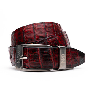 Marco di Milano Genuine Caiman Fuscus-Belly Crocodile Dress Belt - Black Cherry Marco di Milano Genuine Caiman Fuscus-Belly Crocodile Dress Belt - Black Cherry