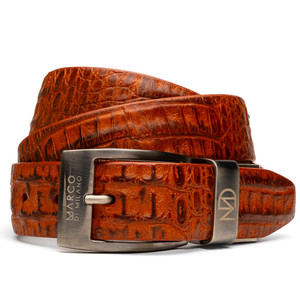 Marco di Milano Genuine Caiman Fuscus-Belly Crocodile Dress Belt - Brandy Marco di Milano Genuine Caiman Fuscus-Belly Crocodile Dress Belt - Brandy