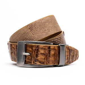 Marco di Milano Genuine Caiman Crocodile & Lizard Belt - Orix Tan Marco di Milano Genuine Caiman Crocodile & Lizard Belt - Orix Tan