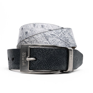 Marco di Milano Genuine Stingray & Ostrich Quill Belt - Newspaper & Black Marco di Milano Genuine Stingray & Ostrich Quill Belt - Newspaper & Black