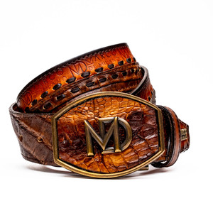 Marco di Milano Genuine Caiman Crocodile Whip Stitched Western Belt - Aged Maple Marco di Milano Genuine Caiman Crocodile Whip Stitched Western Belt - Aged Maple
