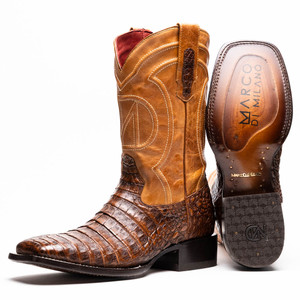 Marco di Milano Genuine Caiman Belly Square Toe Western Boot - Aged Maple Marco di Milano Genuine Caiman Belly Square Toe Western Boot - Aged Maple