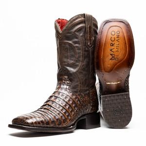 Marco di Milano Genuine Caiman Belly Square Toe Western Boot - Aged Brown Marco di Milano Genuine Caiman Belly Square Toe Western Boot - Aged Brown