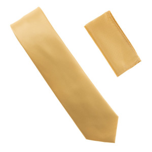 Antonia 100% Silk Pin Dot Weave Necktie with Pocket Square - Honey Gold Antonia 100% Silk Pin Dot Weave Necktie with Pocket Square - Honey Gold