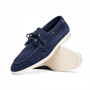 Zelli 100% Goatskin Suede Italian Boat Shoe - Navy Zelli 100% Goatskin Suede Italian Boat Shoe - Navy