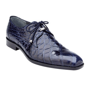 Belvedere 100% Genuine Alligator Classic Dress Tie Shoe - Navy Blue Belvedere 100% Genuine Alligator Classic Dress Tie Shoe - Navy Blue