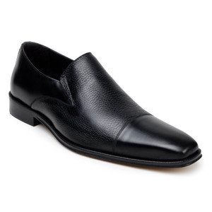 Belvedere Deerskin & Napa Leather Cap Toe Dress Loafer - Black Belvedere Deerskin & Napa Leather Cap Toe Dress Loafer - Black