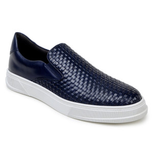 Belvedere Genuine Woven Leather Loafer - Navy Blue Belvedere Genuine Woven Leather Loafer - Navy Blue