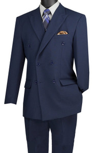 Vinci Double-Breasted Suit with Hidden Adjustable Waist - Navy Blue Vinci Double-Breasted Suit with Hidden Adjustable Waist - Navy Blue