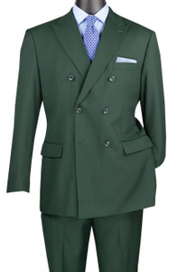 Vinci Double-Breasted Suit with Hidden Adjustable Waist - Hunter Green Vinci Double-Breasted Suit with Hidden Adjustable Waist - Hunter Green