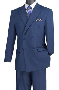 Vinci Double-Breasted Suit with Hidden Adjustable Waist - Blue Vinci Double-Breasted Suit with Hidden Adjustable Waist - Blue