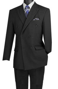 Vinci Double-Breasted Suit with Hidden Adjustable Waist - Black Vinci Double-Breasted Suit with Hidden Adjustable Waist - Black