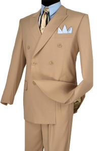 Vinci Double-Breasted Suit with Hidden Adjustable Waist - Light Beige Vinci Double-Breasted Suit with Hidden Adjustable Waist - Light Beige