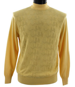 Bassiri Textured Weave Mock-Neck Cotton Blend Sweater - Yellow Bassiri Textured Weave Mock-Neck Cotton Blend Sweater - Yellow