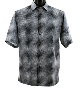 Bassiri Short Sleeve Camp Shirt - Grey Moiré Patterned Bassiri Short Sleeve Camp Shirt - Grey Moiré Patterned