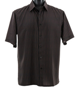 Bassiri Brown Abstract Lines Short Sleeve Camp Shirt Bassiri Brown Abstract Lines Short Sleeve Camp Shirt