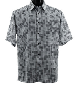 Bassiri Black on White Dash & Dots Short Sleeve Camp Bassiri Black on White Dash & Dots Short Sleeve Camp