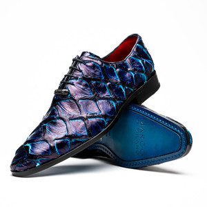 Marco di Milano Genuine Pirarucu Dress Tie Shoe - Royal Blue Blend Marco di Milano Genuine Pirarucu Dress Tie Shoe - Royal Blue Blend
