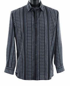 Bassiri Long Sleeve Camp Shirt - Arrow Design in Black & White