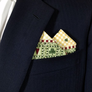 St. Patrick's Day Shamrock & Hearts Pre-Folded Pocket Square Handkerchief Insert