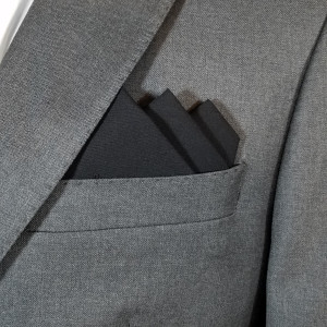 Black 100% Cotton Pre-Folded Pocket Square Handkerchief Insert