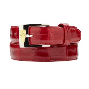 Belvedere Genuine Alligator Dress Belt - Red