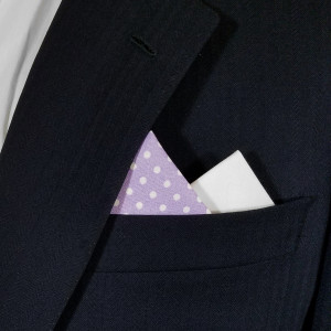 Two-Tone Light Purple Polka Dots with White 100% Cotton Pre-Folded Pocket Square Insert