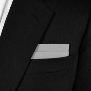 Grey 100% Cotton Double Fold Flat Top Pre-Folded Pocket Square Insert