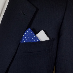 Two-Tone White Dots on Blue 100% Cotton Pre-Folded Pocket Square Insert