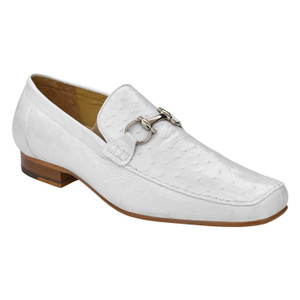 Belvedere Genuine Ostrich Quill Horsebit Loafer - White
