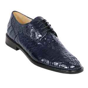 Los Altos Genuine Caiman Hornback Dress Tie Shoe - Navy Blue
