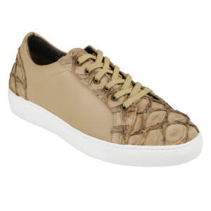 Los Altos Genuine Pirarucu & Calf Leather Black Sneaker - Tan