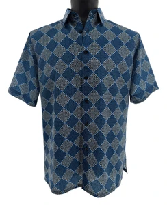 Bassiri Short Sleeve Camp Shirt - Black & Blue Mystic Diamonds