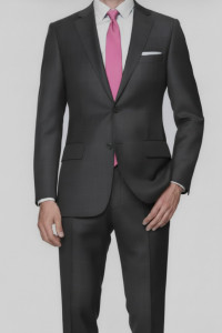 Barocci Super 130's Charcoal Plaid Weave Italian Suit - Flat Front Slacks - Classic Fit
