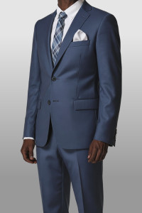 Barocci Super 110's Italian Wool Blue Sharkskin Weave Suit - Trim Fit