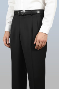 Barocci Pleated Super 150's Wool Italian Dress Slacks- Midnight