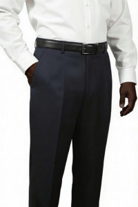 Barocci Super 110's Wool Italian Dress Slacks - Classic Fit - Navy Blue