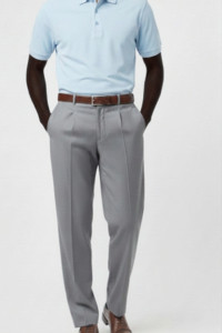 Leonardo Valenti Classic Fit 1-Pleat Super 150's Wool Slacks - Light Grey