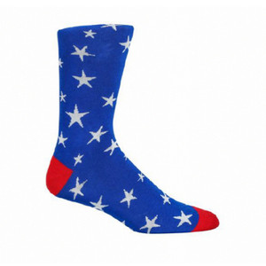 ThreadJar Premium Cotton & Spandex Socks - Red & Blue with White Stars