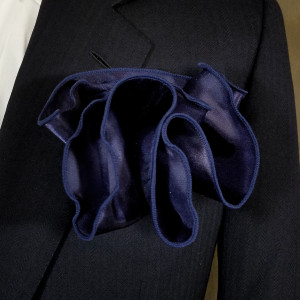 Navy Blue Satin 2-in-1 Pouf Round Pocket Square