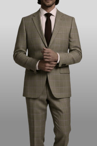 Leonardo Valenti 2 Button Wool & Silk Blend Windowpane Suit - Modern Fit