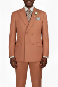 Vinci Double-Breasted Suit with Hidden Adjustable Waist - Amber