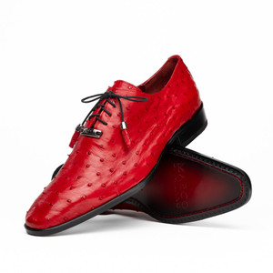Marco di Milano Genuine Ostrich Quill Dress Tie Shoe - Red