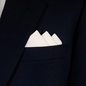 Light Ivory 100% Cotton Pre-Folded Pocket Square Handkerchief Insert 3 Point