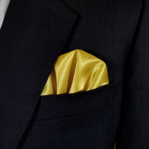 Gold Satin Pre-Folded Fan Style Pocket Square Insert