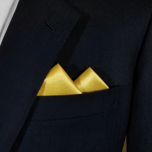 Satin 2 Point Pre-Folded Pocket Square Insert - Gold