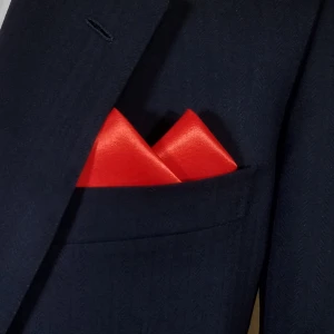 Satin 2 Point Pre-Folded Pocket Square Insert - Orangy-Red