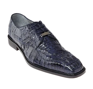 Belvedere 100% Genuine Hornback Classic Dress Tie Shoe - Navy Blue