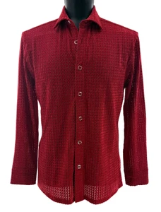 Bassiri Weaved Chenille Knit Long Sleeve Shirt - Dark Red Arrow Weave
