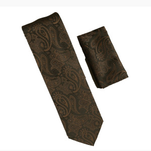 Antonia 100% Silk Tie - Brown Paisley